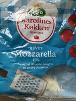 Mozzarella, Revet Mozzarella 16% - Arla/Karolines Køkken - 400 g.